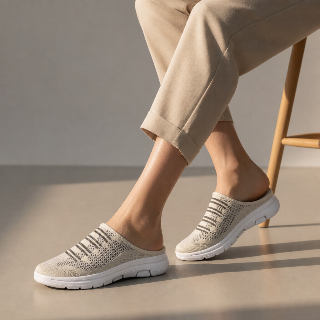 Sifnos Mesh Knit Mule Sneakers in Beige