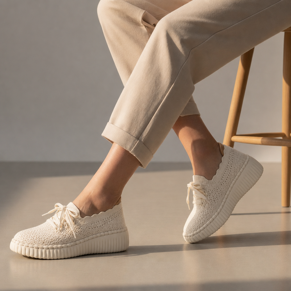 Mljet Orthopedic Knit Platform Loafers in Beige