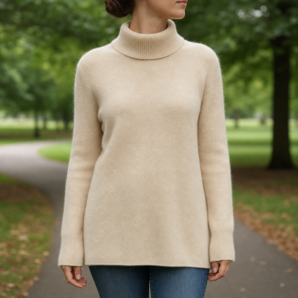 Taormina Cashmere Turtleneck Pullover in Beige