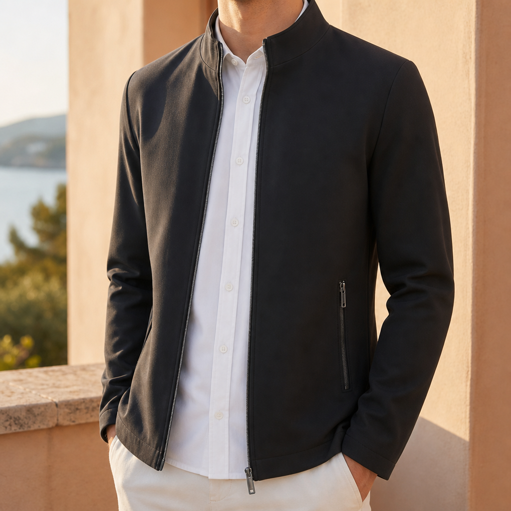 Tivoli Stand Collar Zip Jacket in Black