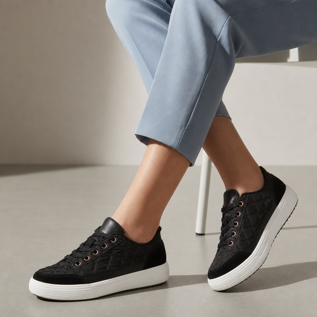 Uzes Quilted Orthopedic Sneakers in Black