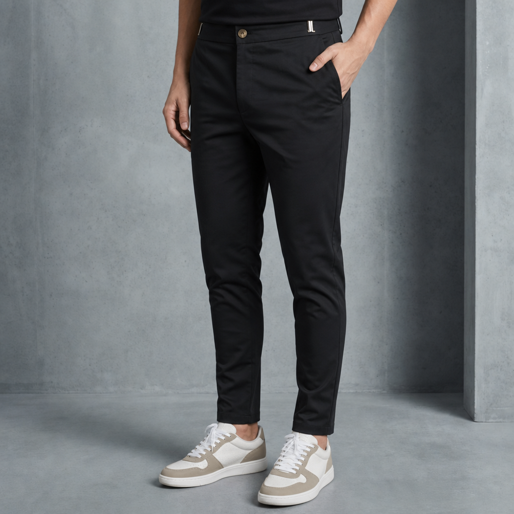 Rethymno Slim Fit Stretch Pants in Black🔥