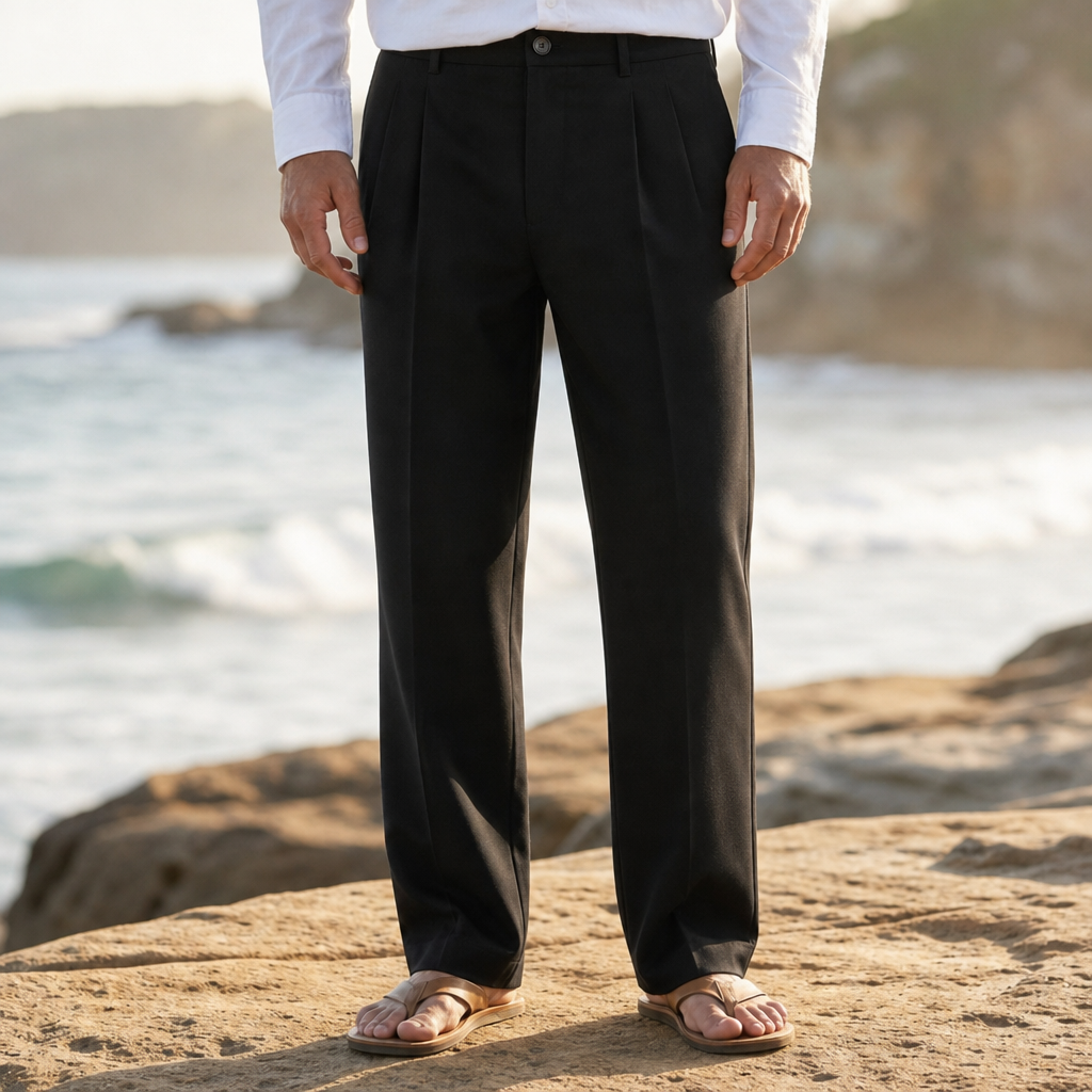 Marbella Pleated Wide Leg Trousers in Black