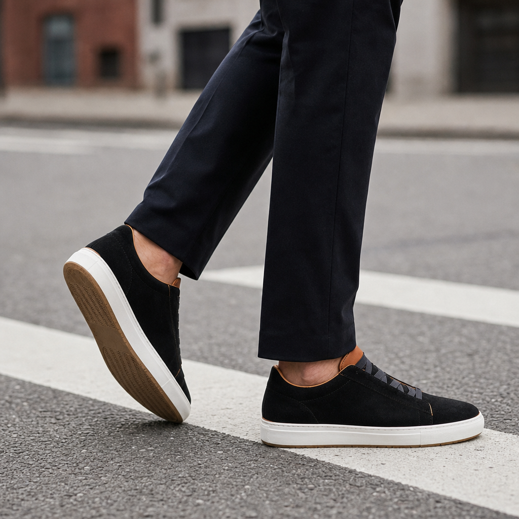 Segovia Suede Slip-On Sneakers in Black