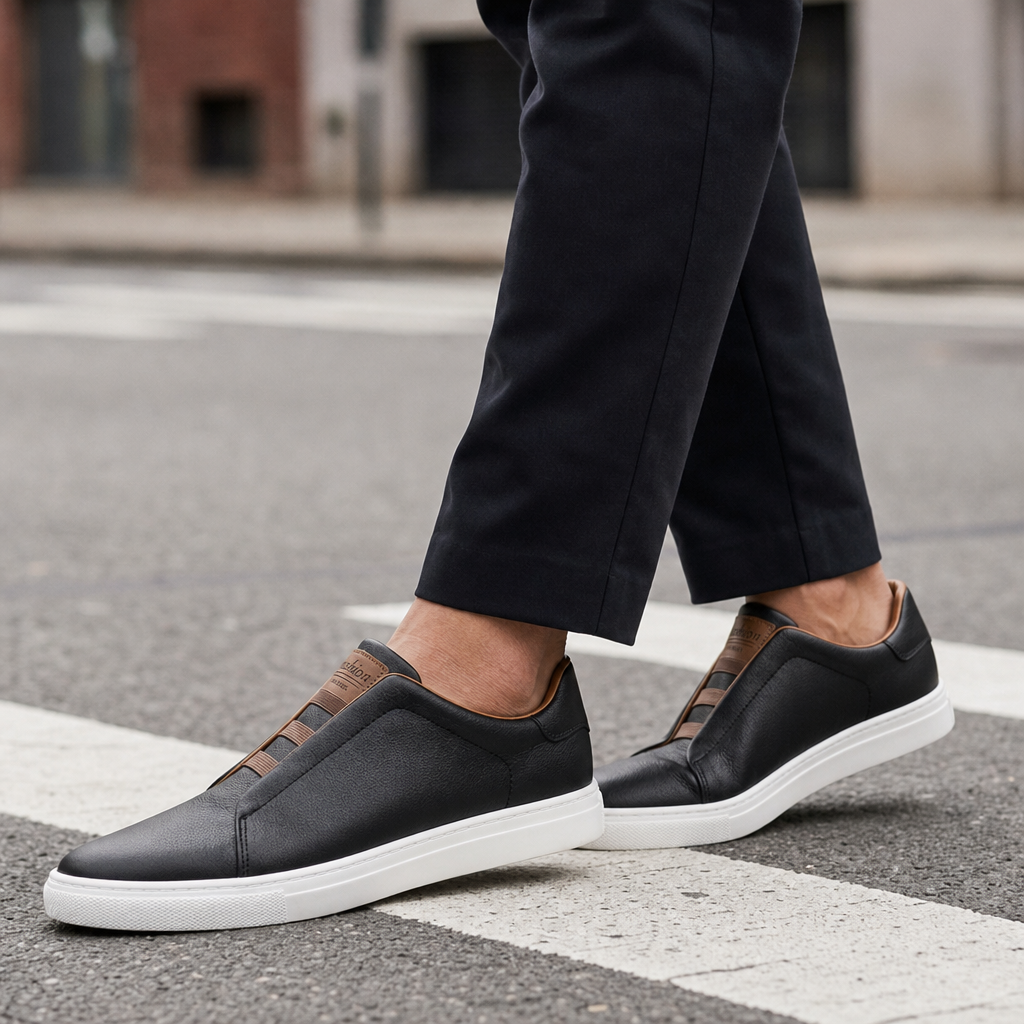 Gaeta Leather Slip-On Sneakers in Black