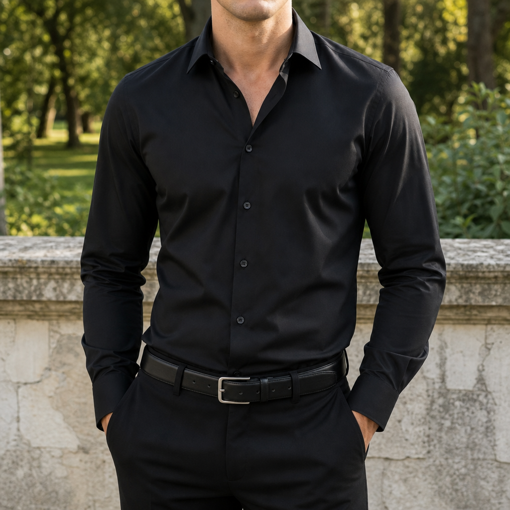 Ravello Slim Fit Dress Shirt in Black