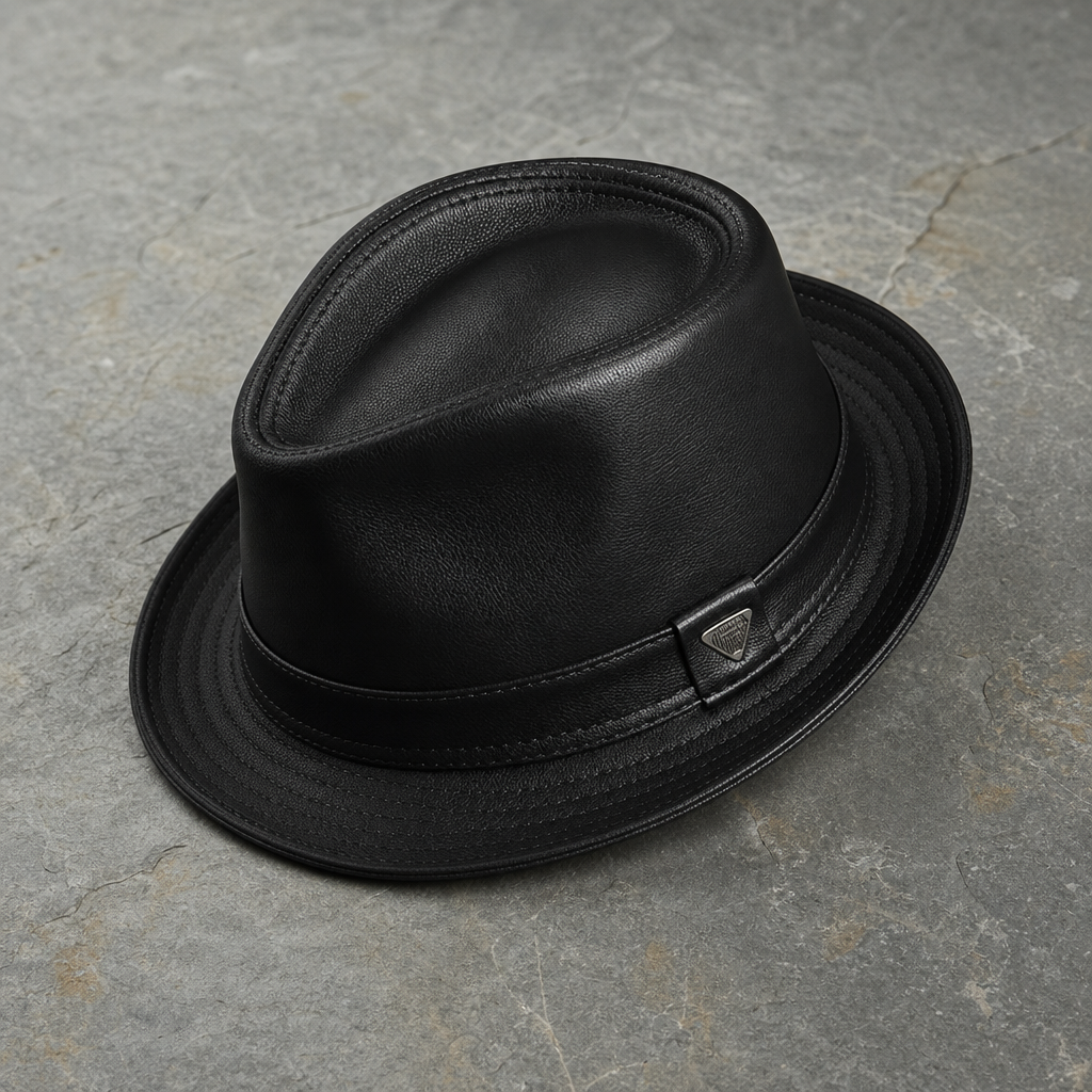 Dubrovnik Leather Bucket Hat in Black