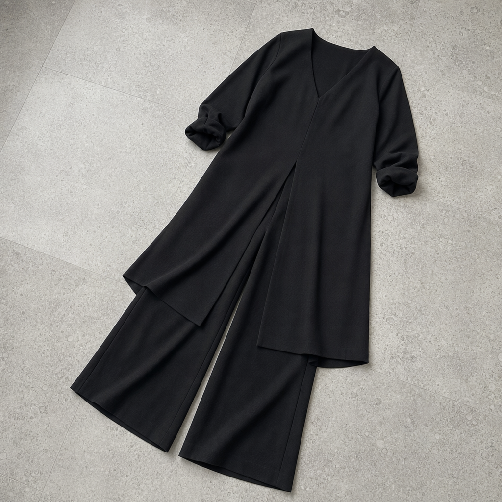 Trujillo Tunic & Wide Leg Set in Black