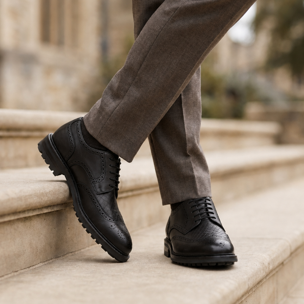 Beziers Woven Leather Oxfords in Black