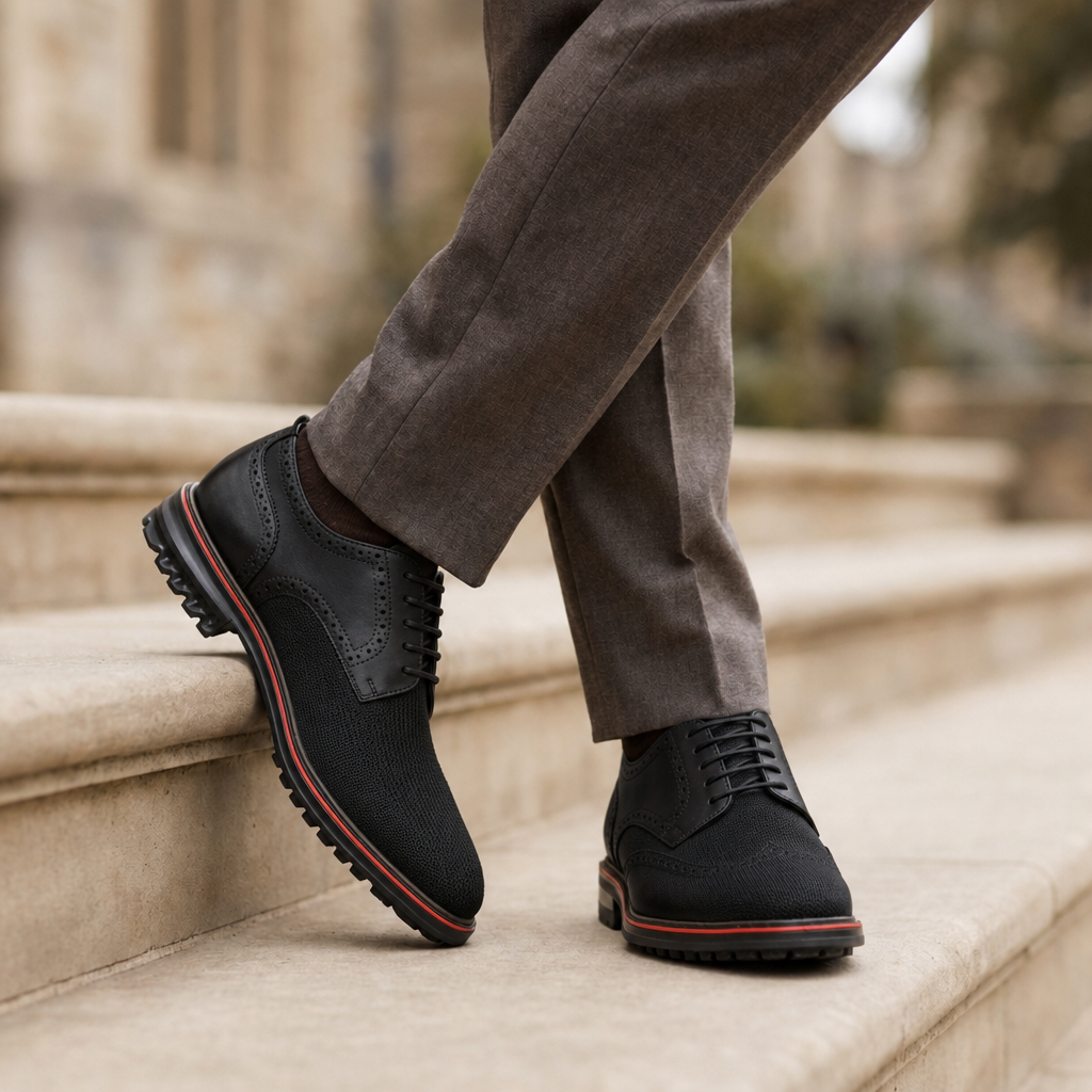 Astypalaia Hybrid Brogue Dress Sneakers in Black