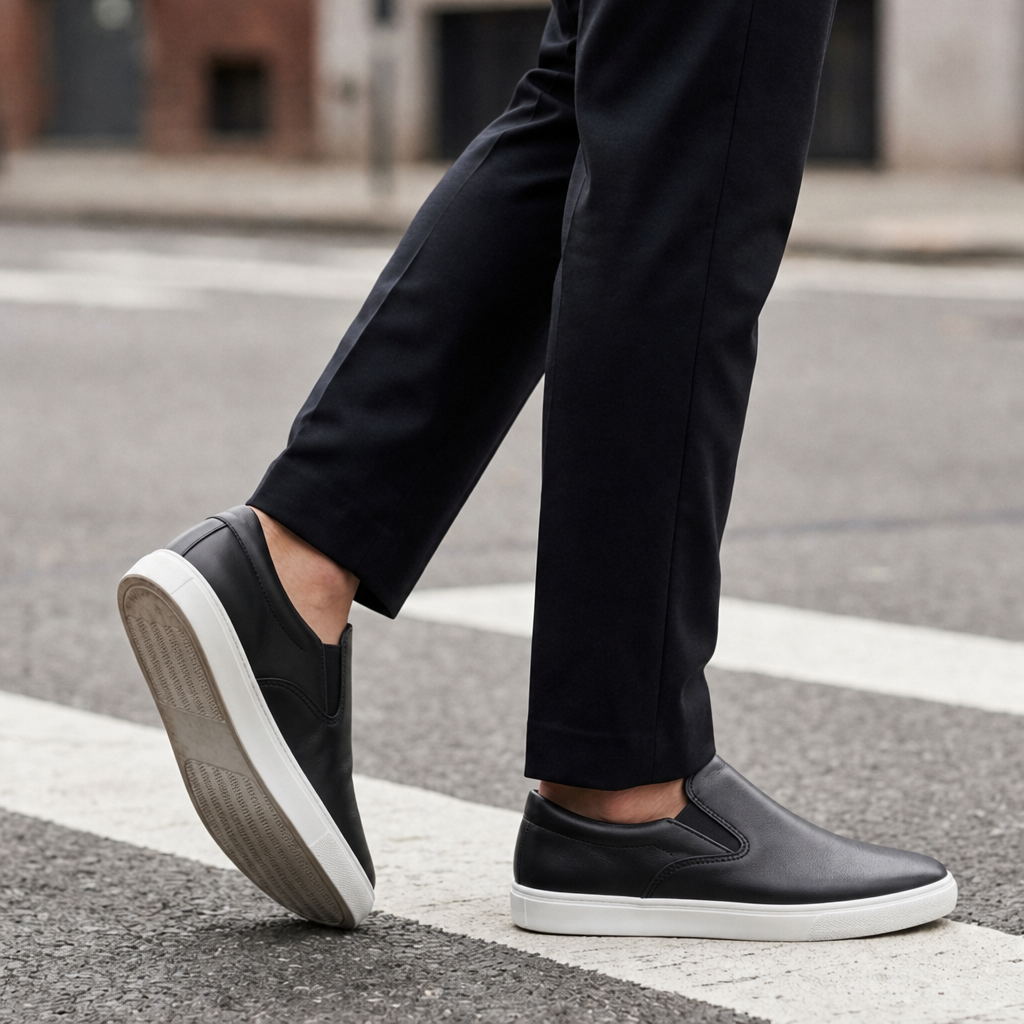 Otranto Casual Leather Slip-Ons in Black