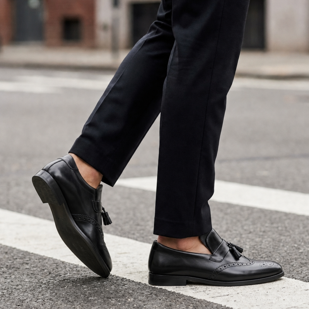 Vieste Brogue Tassel Loafers in Black