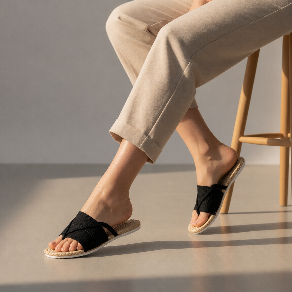 Kakopetria Woven Sole Slides in Black