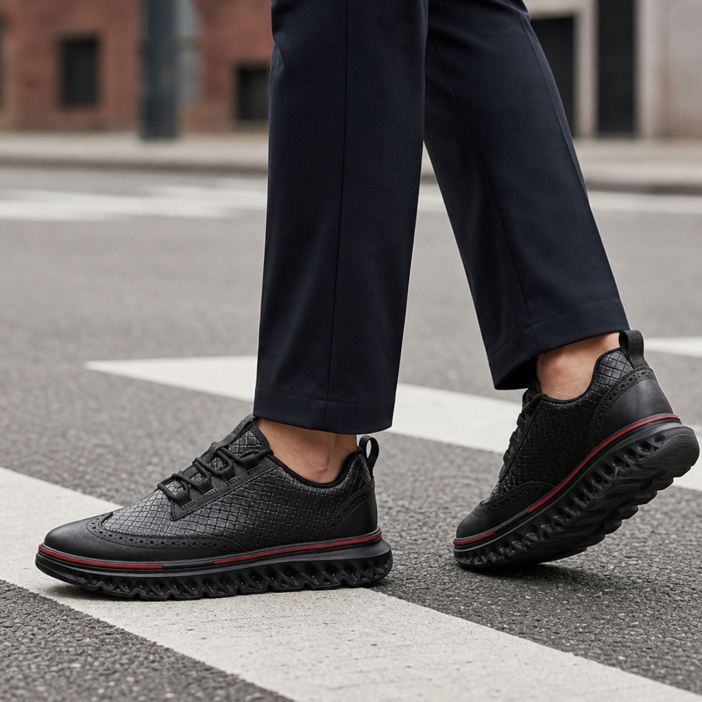 Matera Woven Leather Dress Sneakers in Black