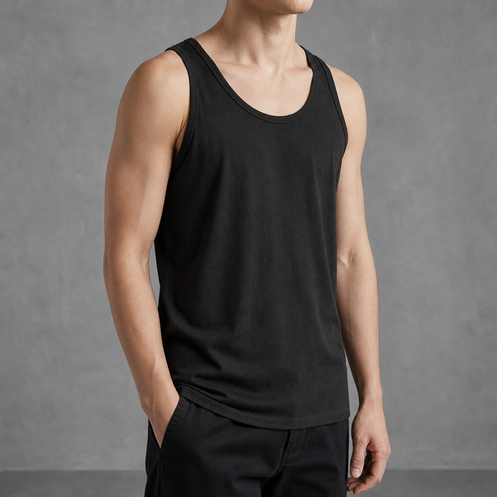 Omodos Cotton Scoop Neck Tank in Black