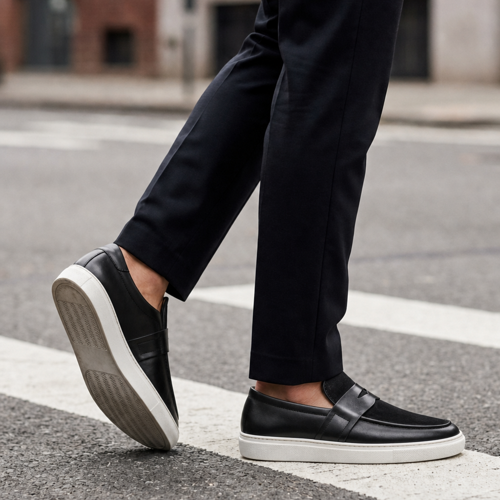 Rethymno Suede Leather Loafers in Black