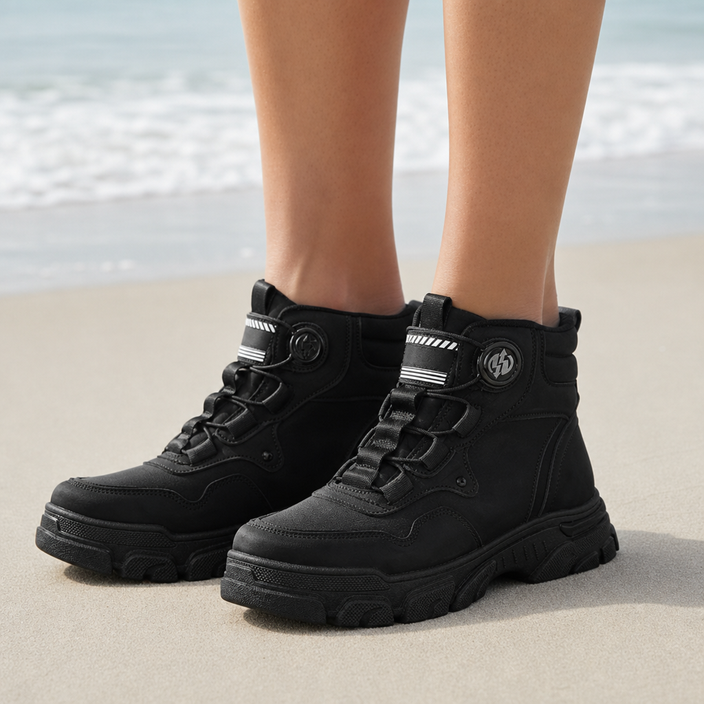 Fiesole Rotating Buckle Work Boots in Black