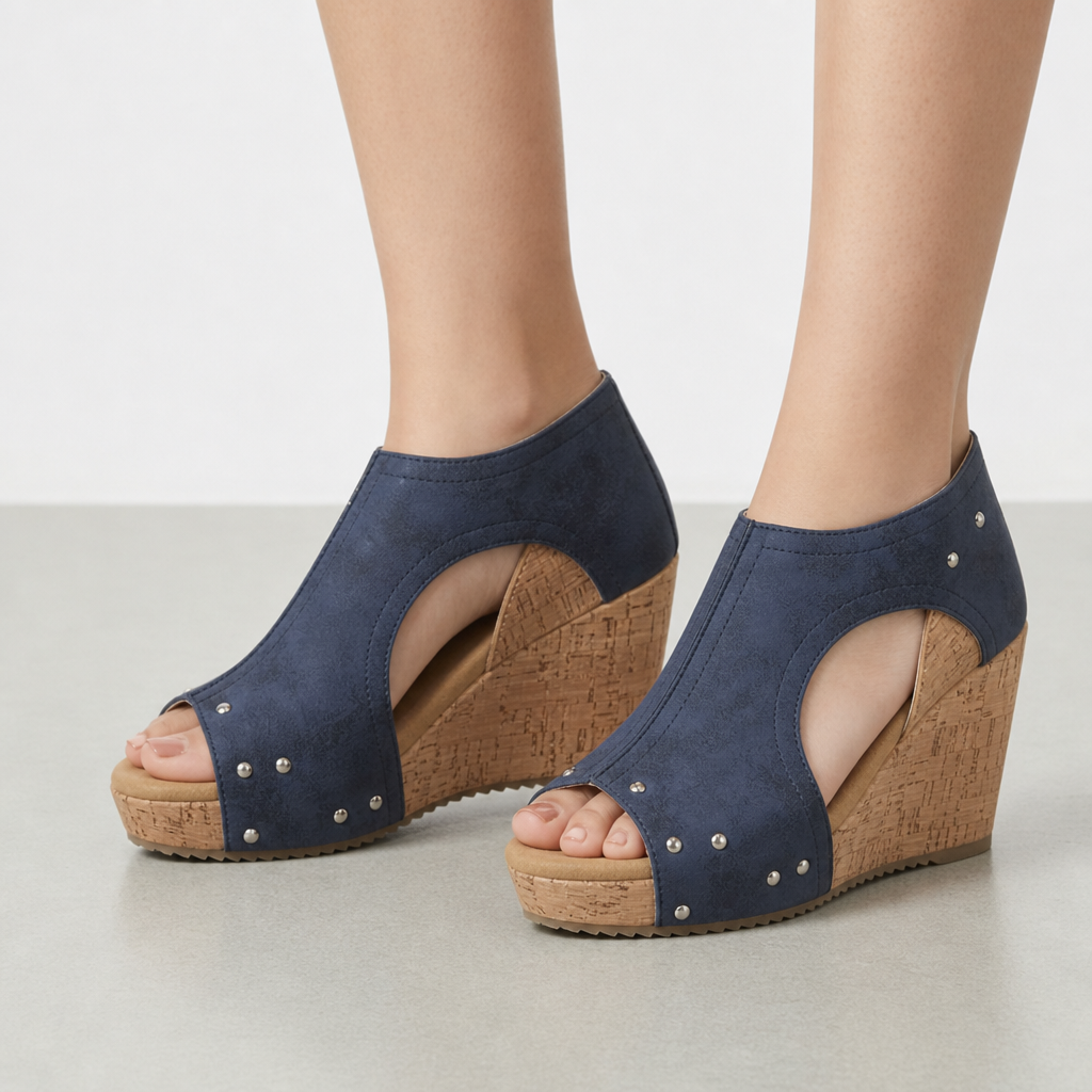 Gozo Orthopedic Studded Wedge Sandals in Blue