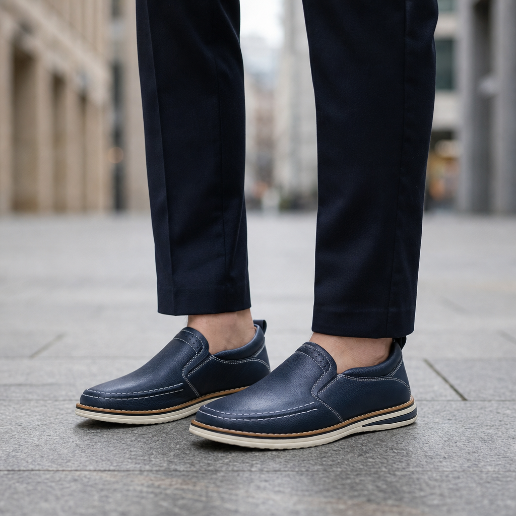 Gordes Leather Slip-On Loafers in Blue