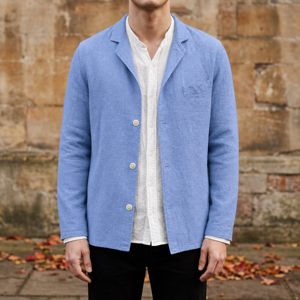 Sifnos Linen Suit Jacket in Blue