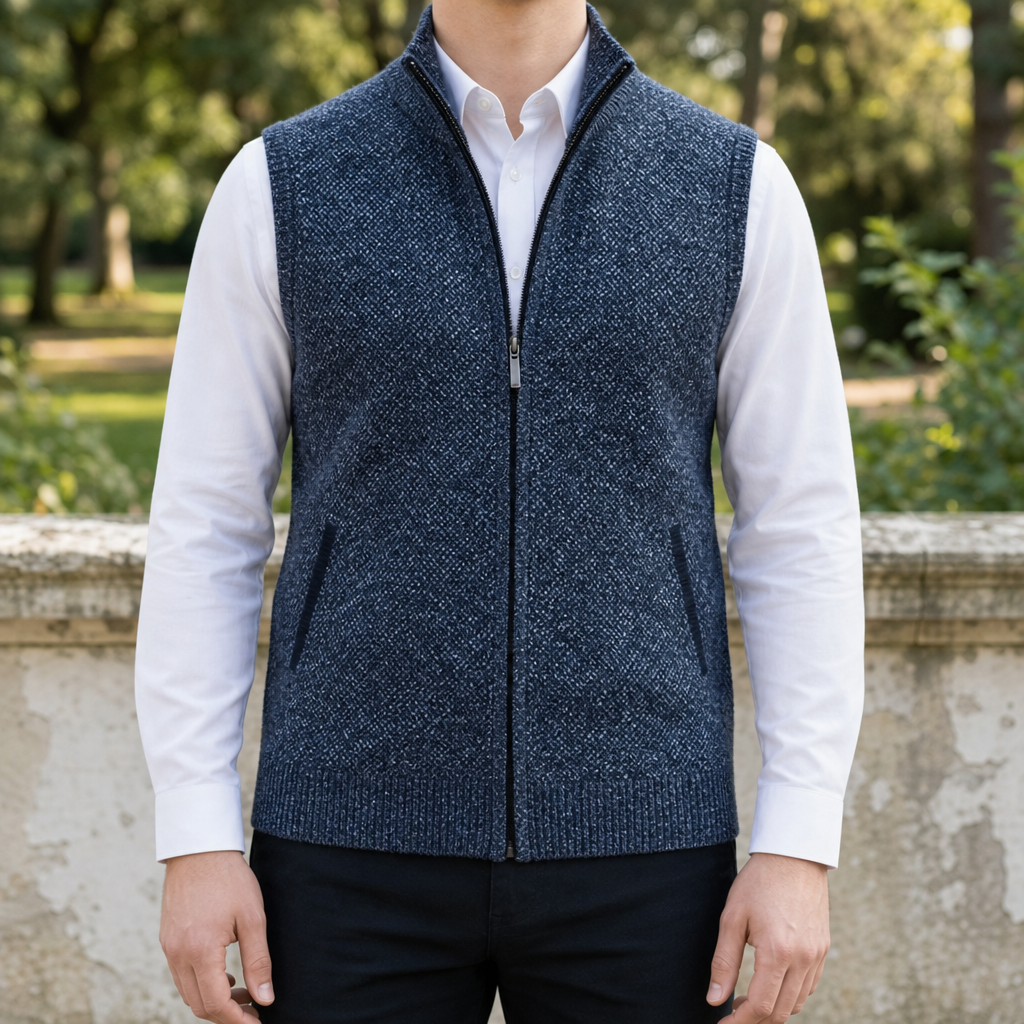 Amalfi Full-Zip Sweater Vest in Blue