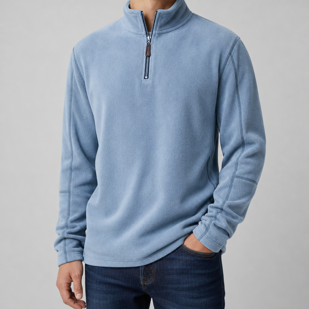 Braga Quarter-Zip Fleece Pullover in Blue