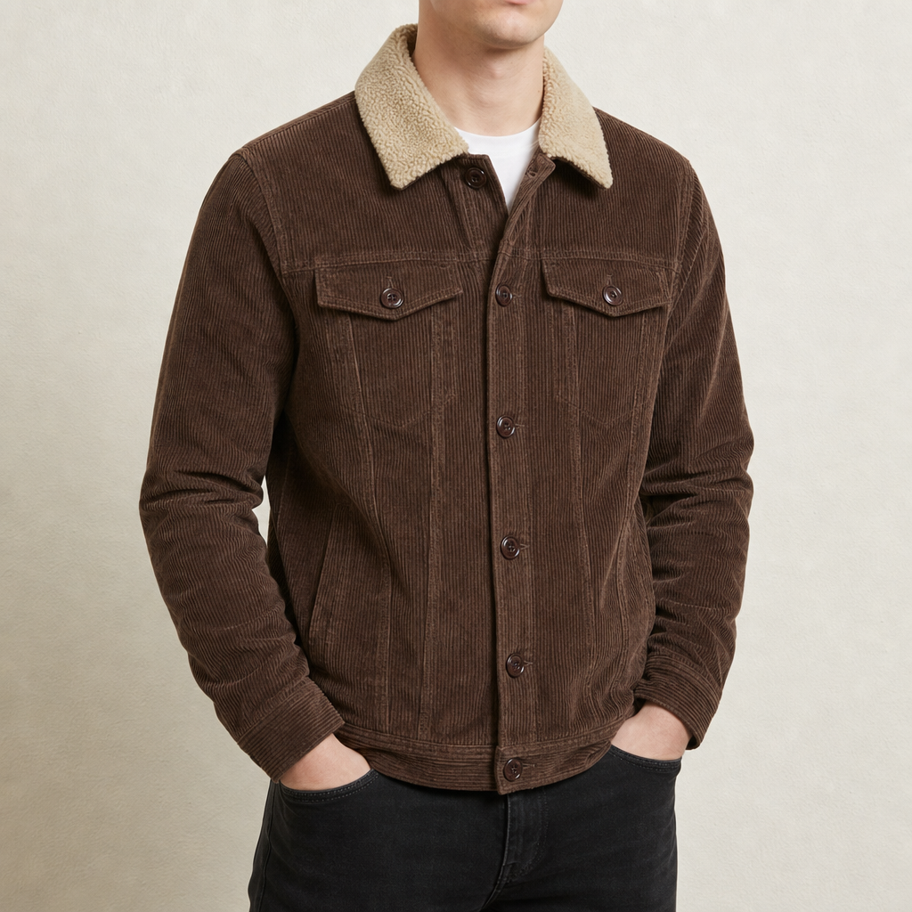William Corduroy Sherpa Jacket in Brown