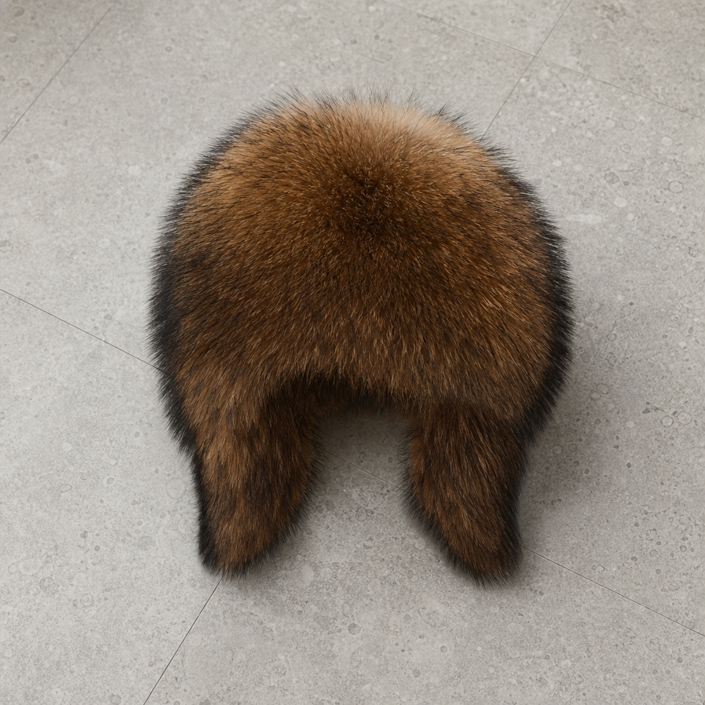 Skyros Fluffy Fox Fur Hat in Brown