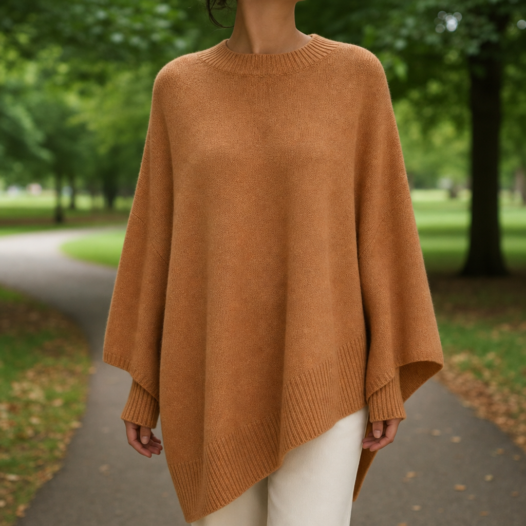 Aix Oversized Poncho Sweater in Brown