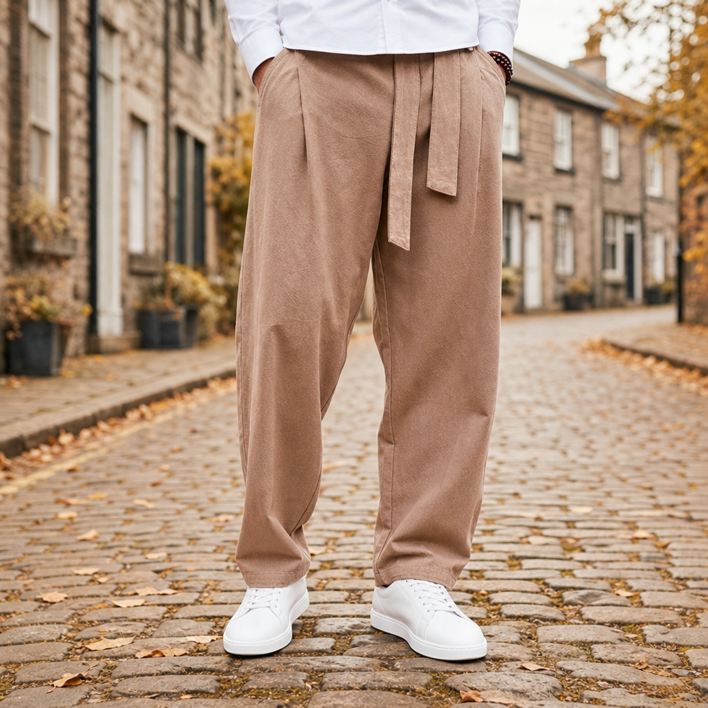 Eze Relaxed Wide-Leg Pants in Brown