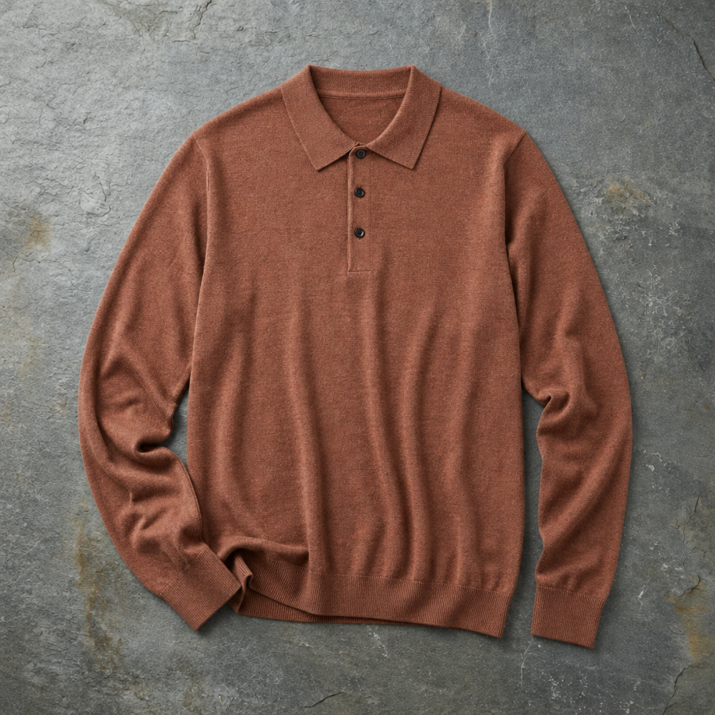 Guimaraes Knit Polo Sweater in Brown