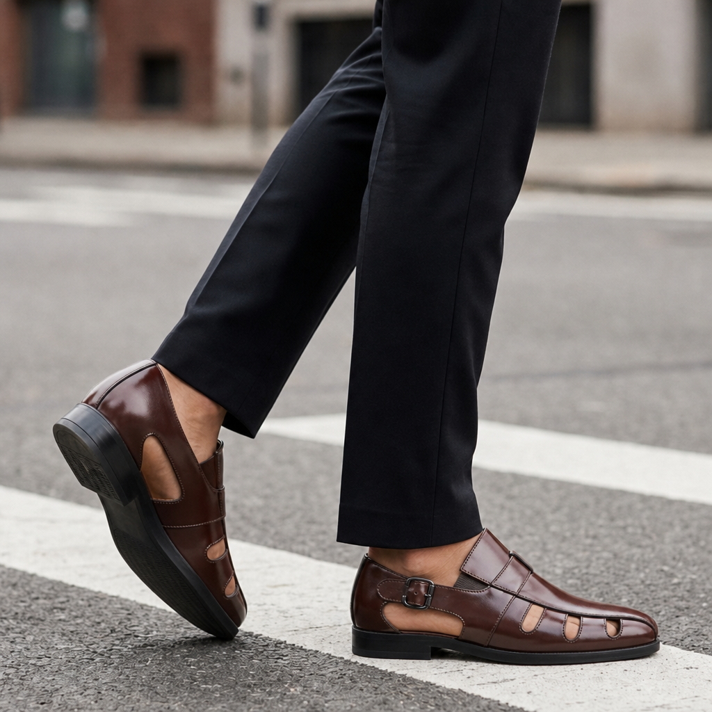 Pisa Cutout Monk-Strap Loafers in Brown