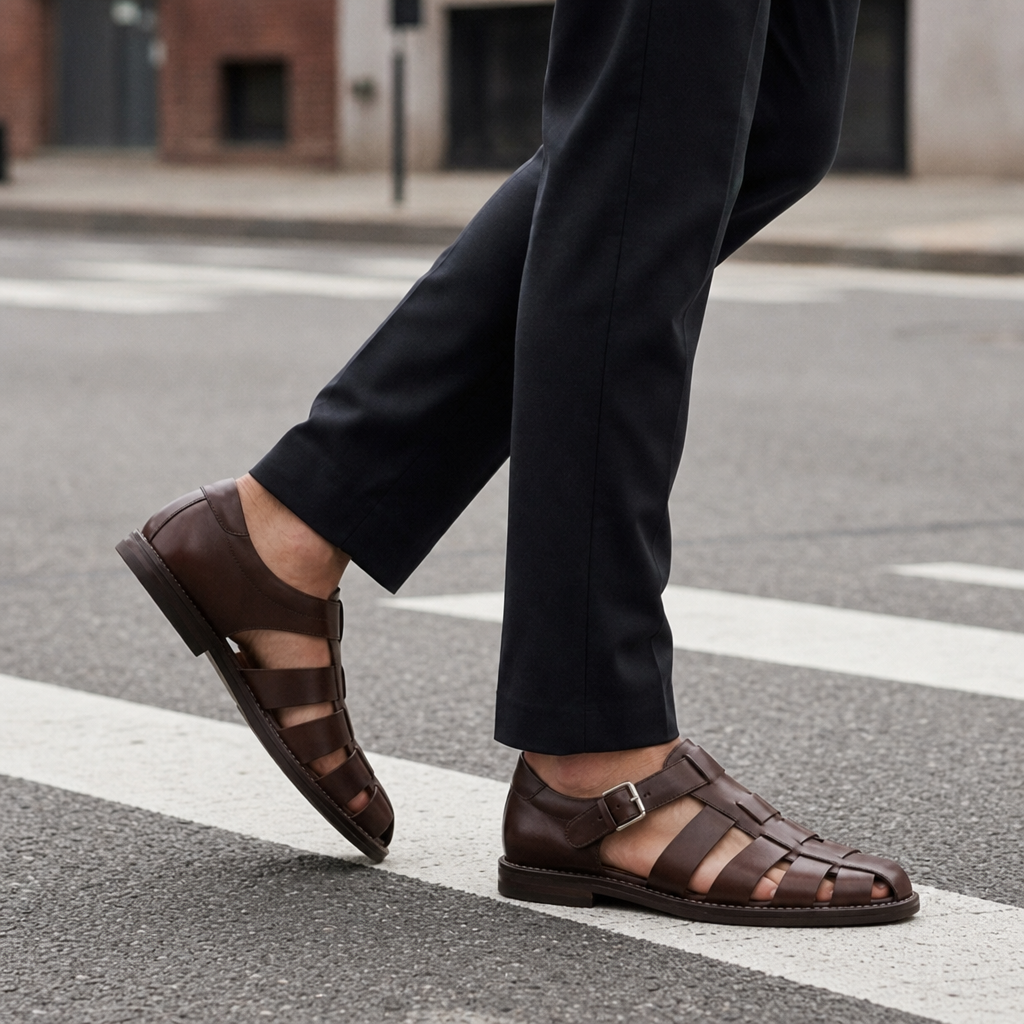 Vence Woven Leather Fisherman Sandals in Brown