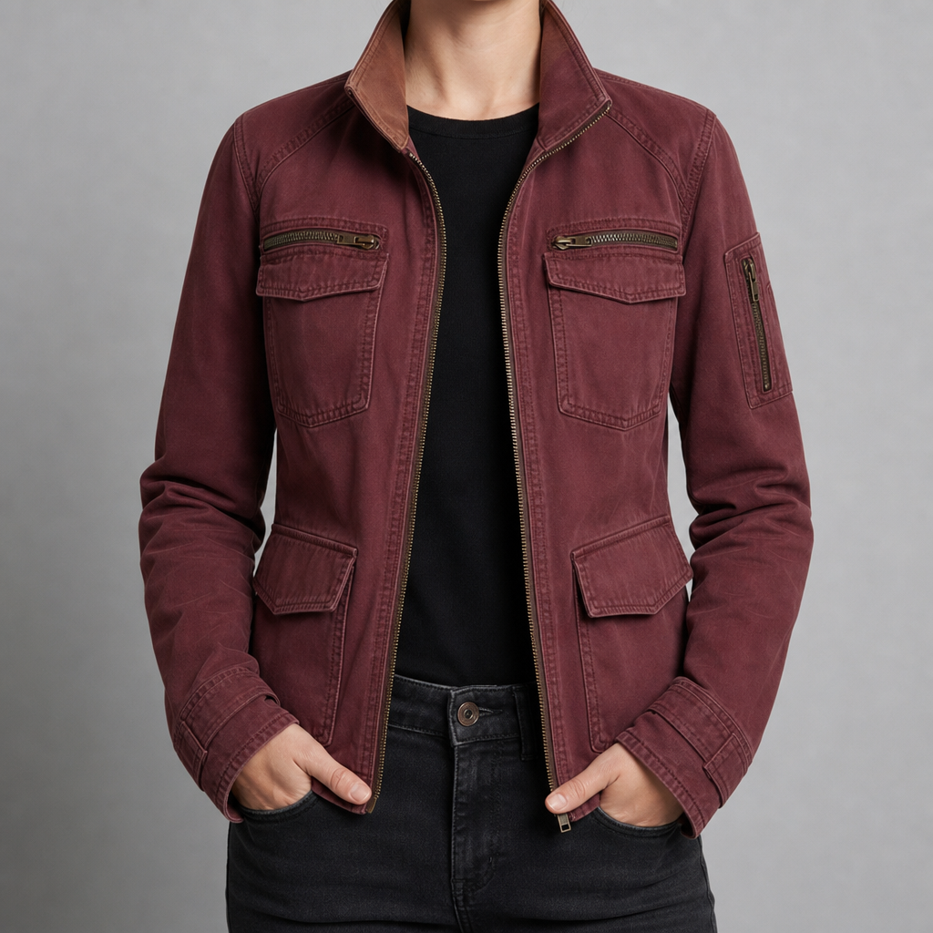 Montepulciano Utility Cargo Jacket in Burgundy