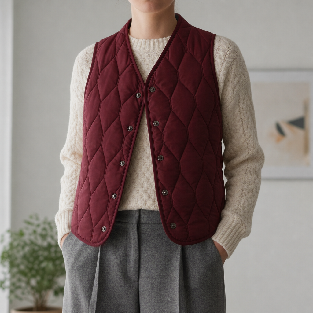 Rhodes Reversible Quilted Vest in Burgundy