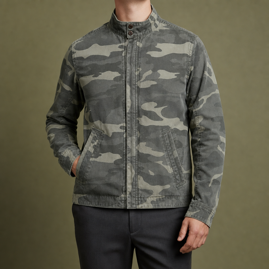 Javea Zip-Front Utility Jacket in Camouflage