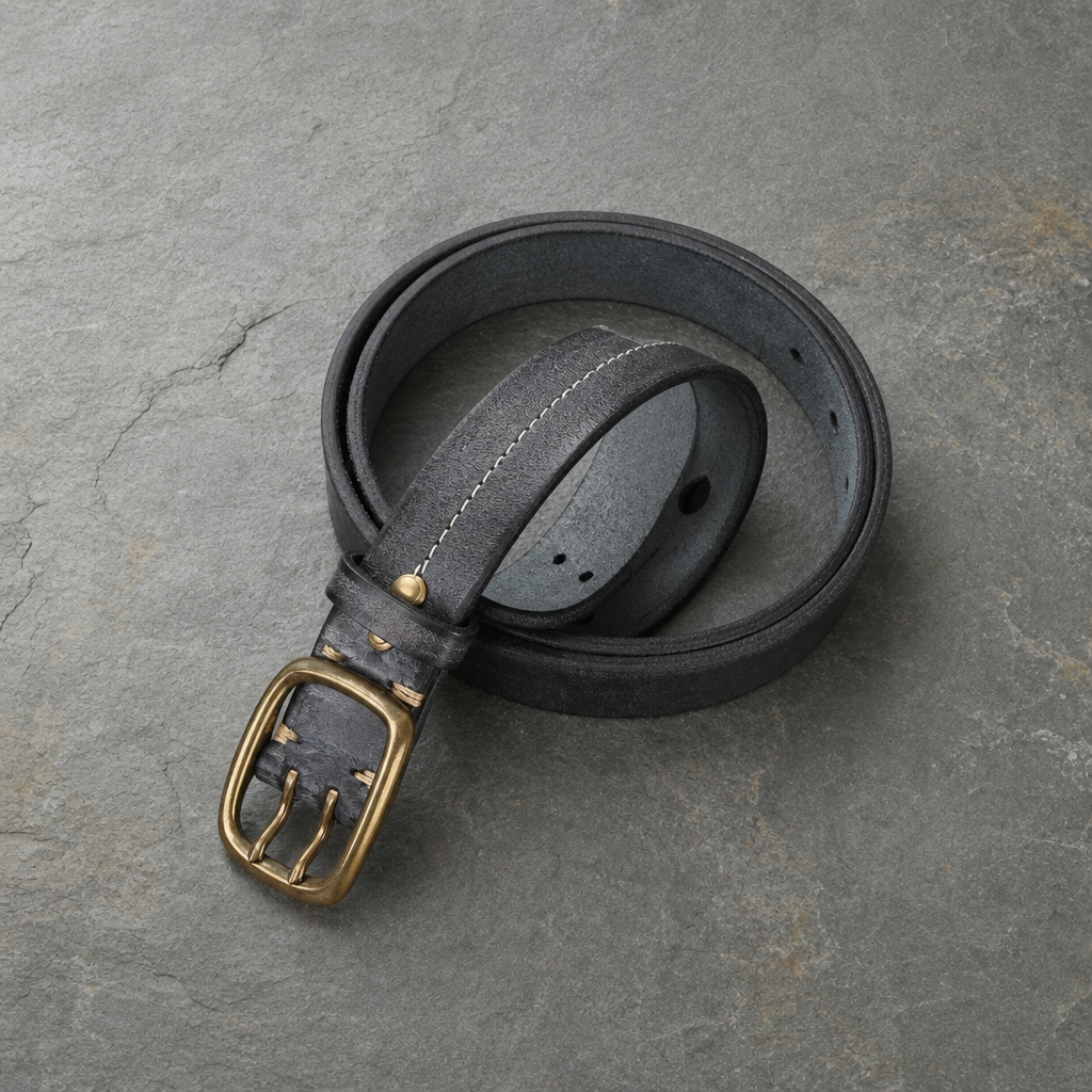 Mallorca Vintage Leather Belt in Charcoal