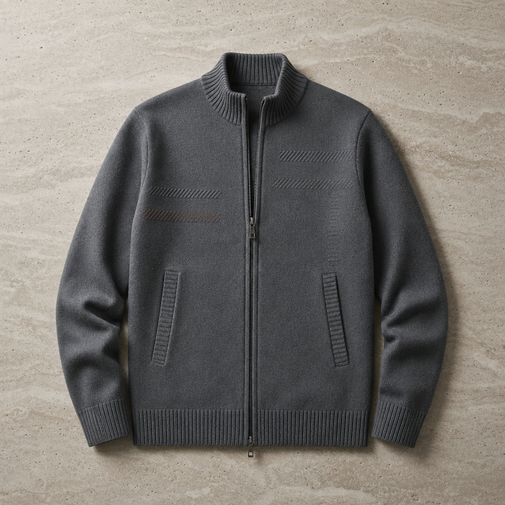 Ubeda Zip-Up Knit Cardigan in Charcoal