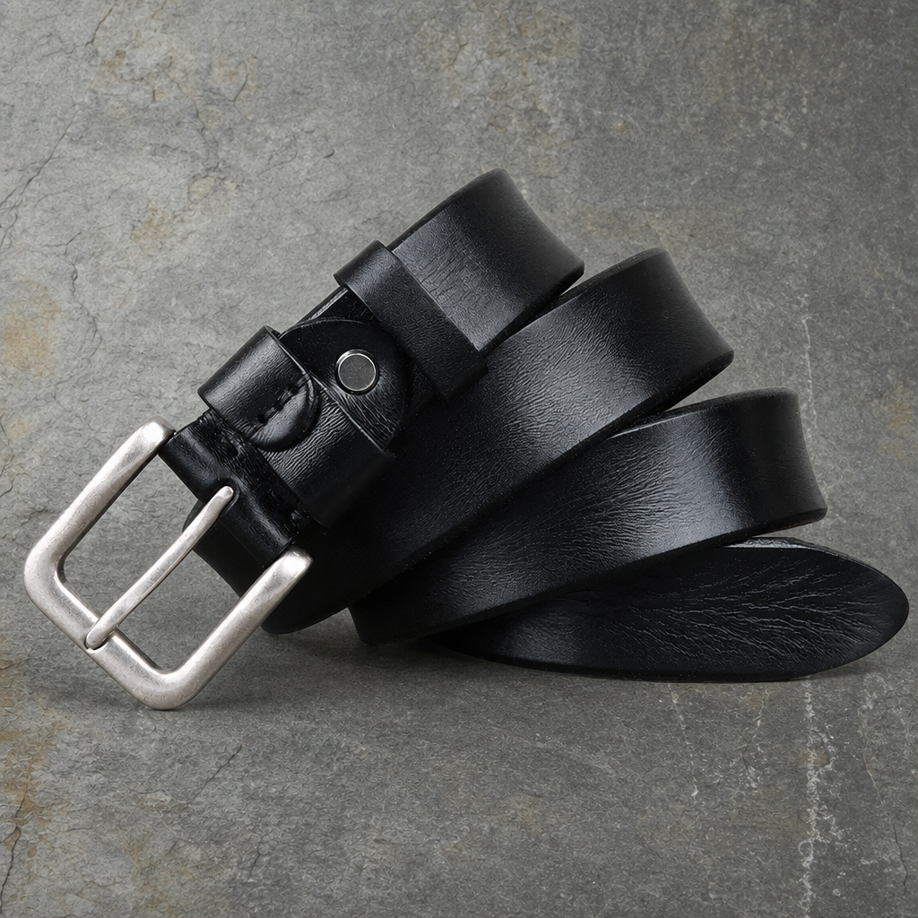 Cartagena Vintage Leather Belt in Charcoal