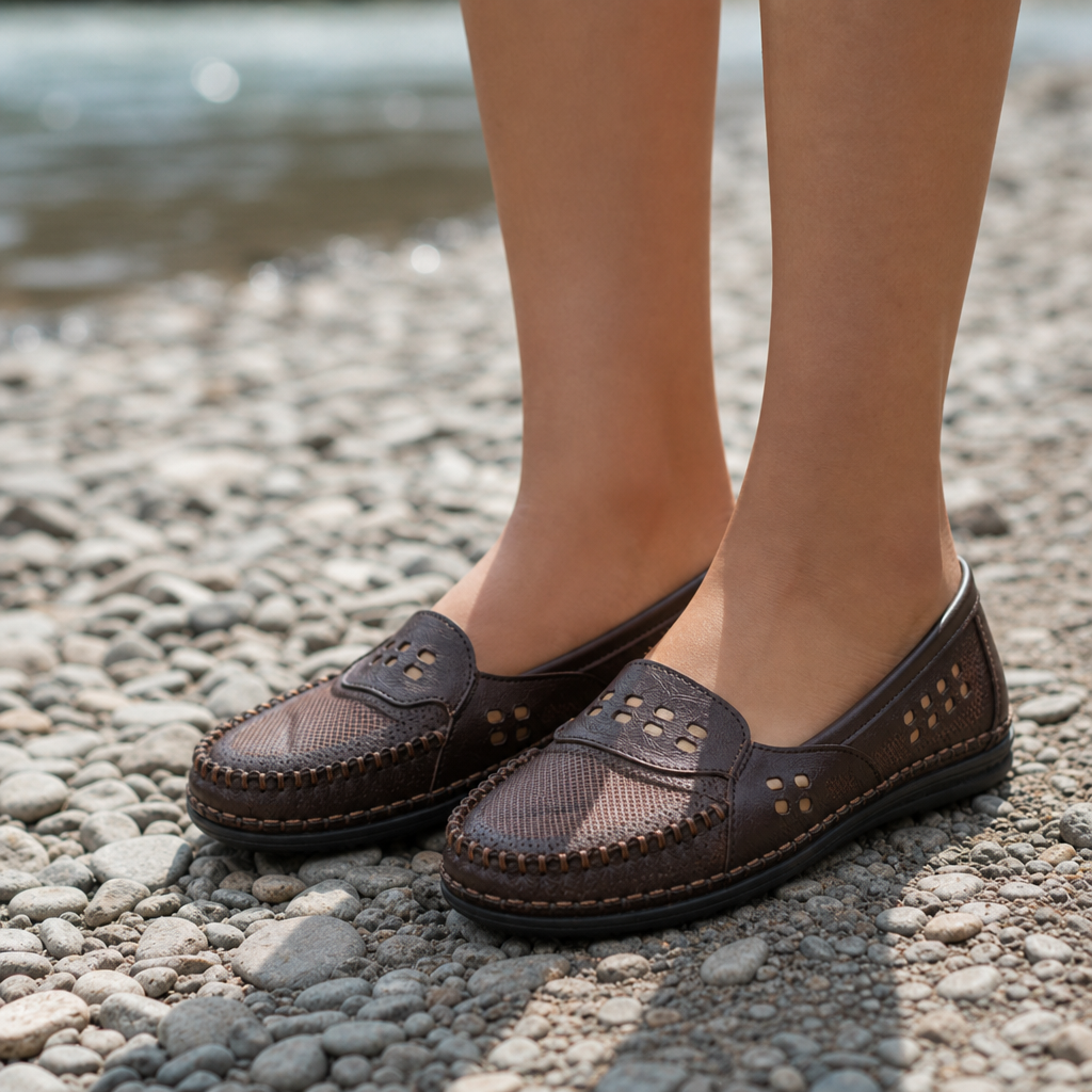 Begur Orthopedic Perforated Loafers in Coffee