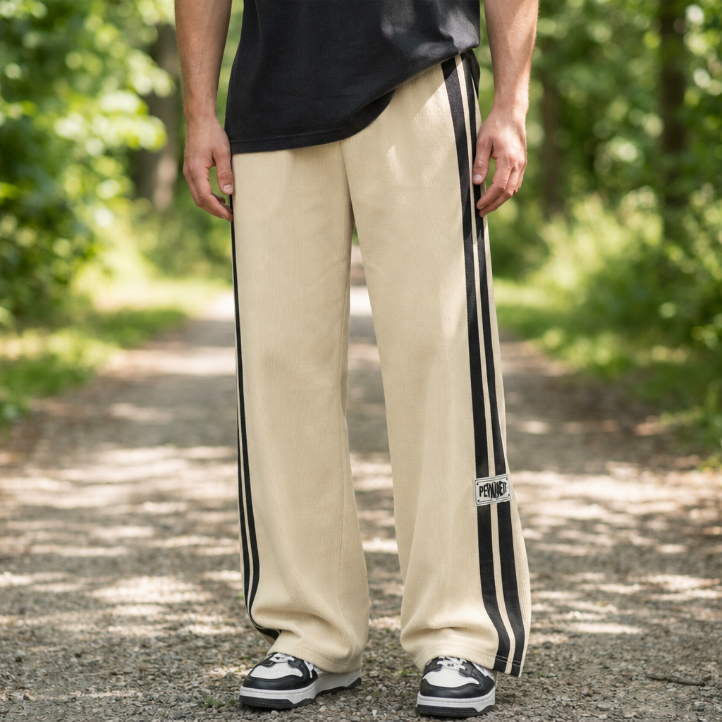 Pylos Striped Corduroy Wide-Leg Pants in Cream
