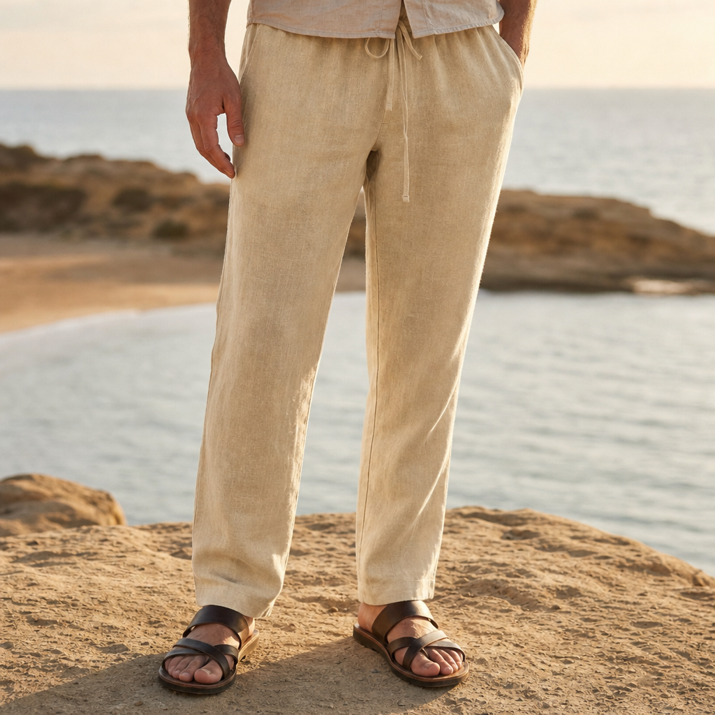 Vellara Linen Drawstring Trousers in Cream