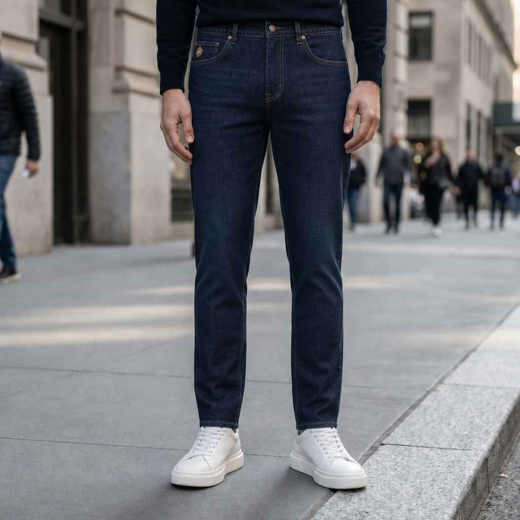 Santorini Straight Leg Denim Jeans in Dark Blue