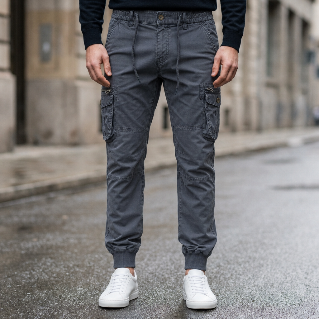Obidos Slim Cargo Joggers in Dark Gray