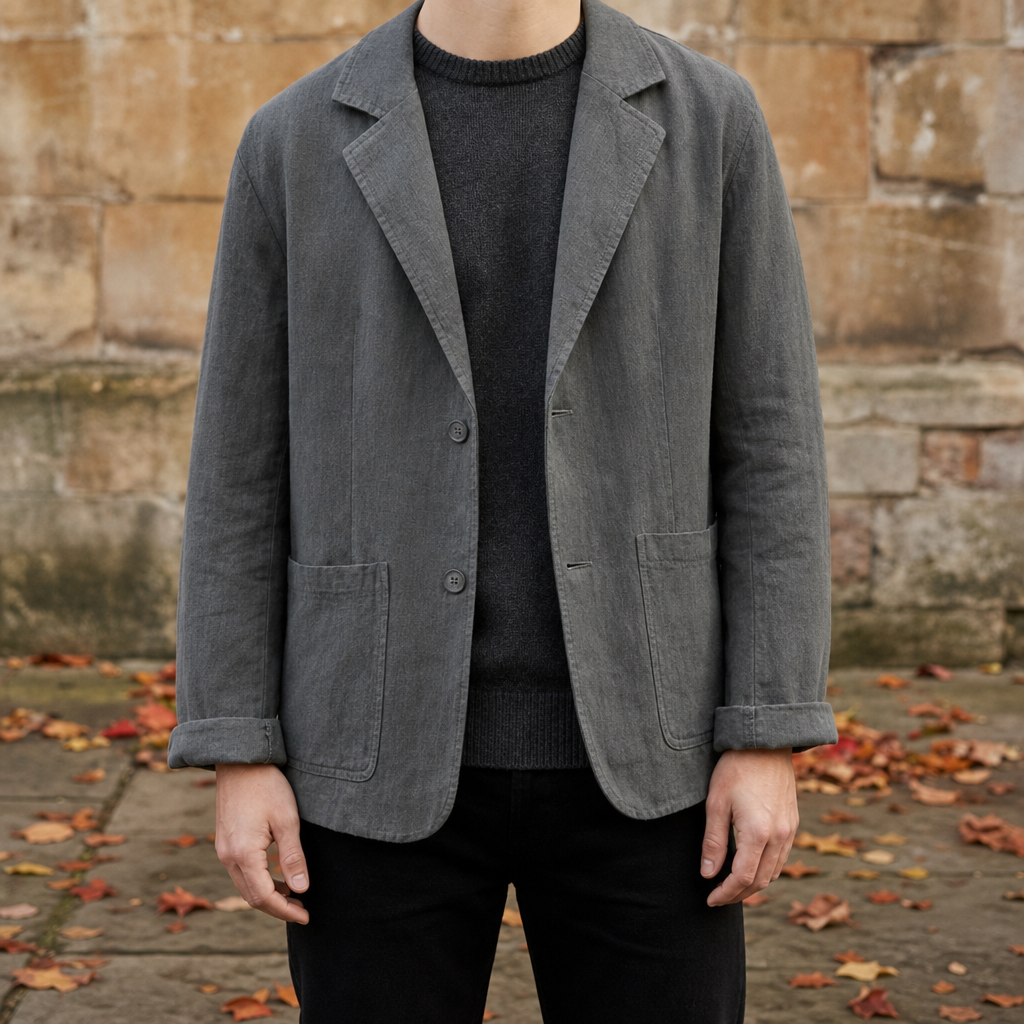 Rapallo Casual Linen Blazer in Dark Gray