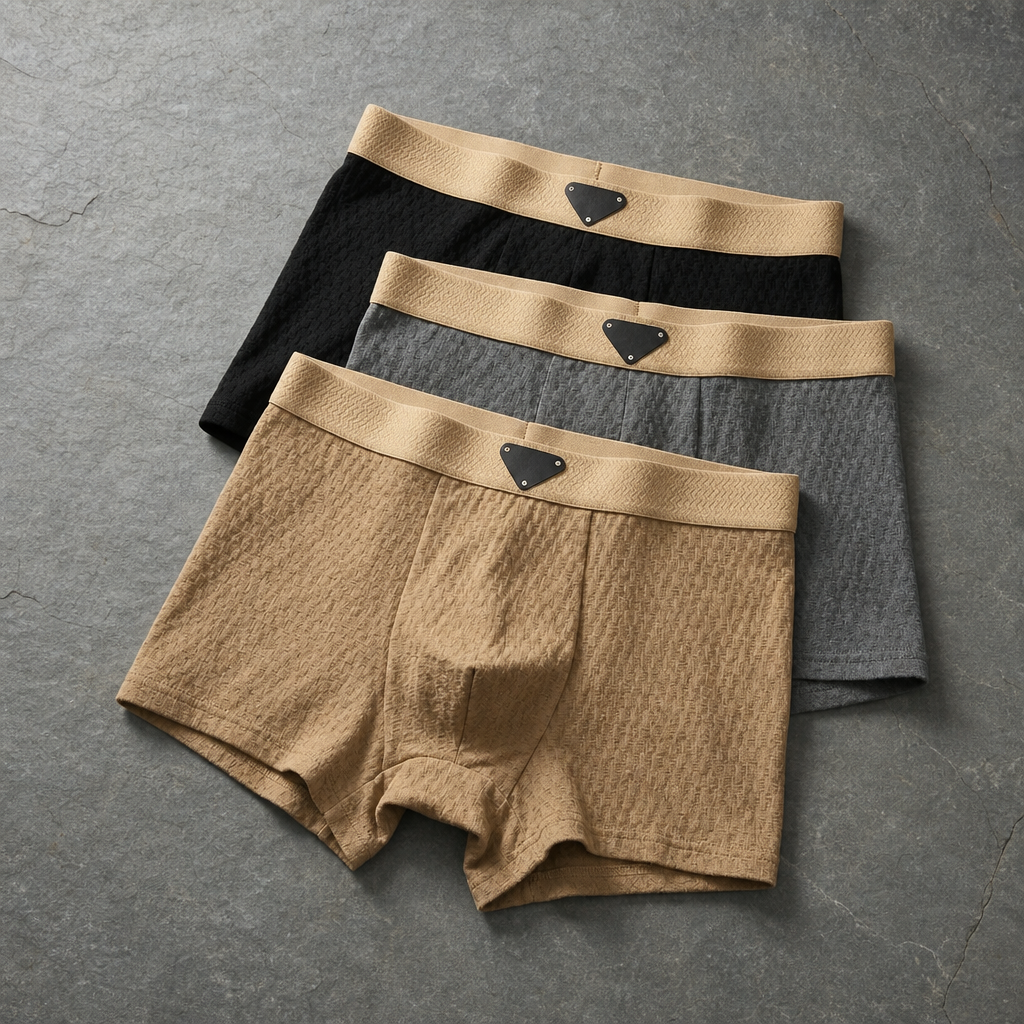 Carvoeiro Waffle Knit Boxer Briefs in Earthstone Trio