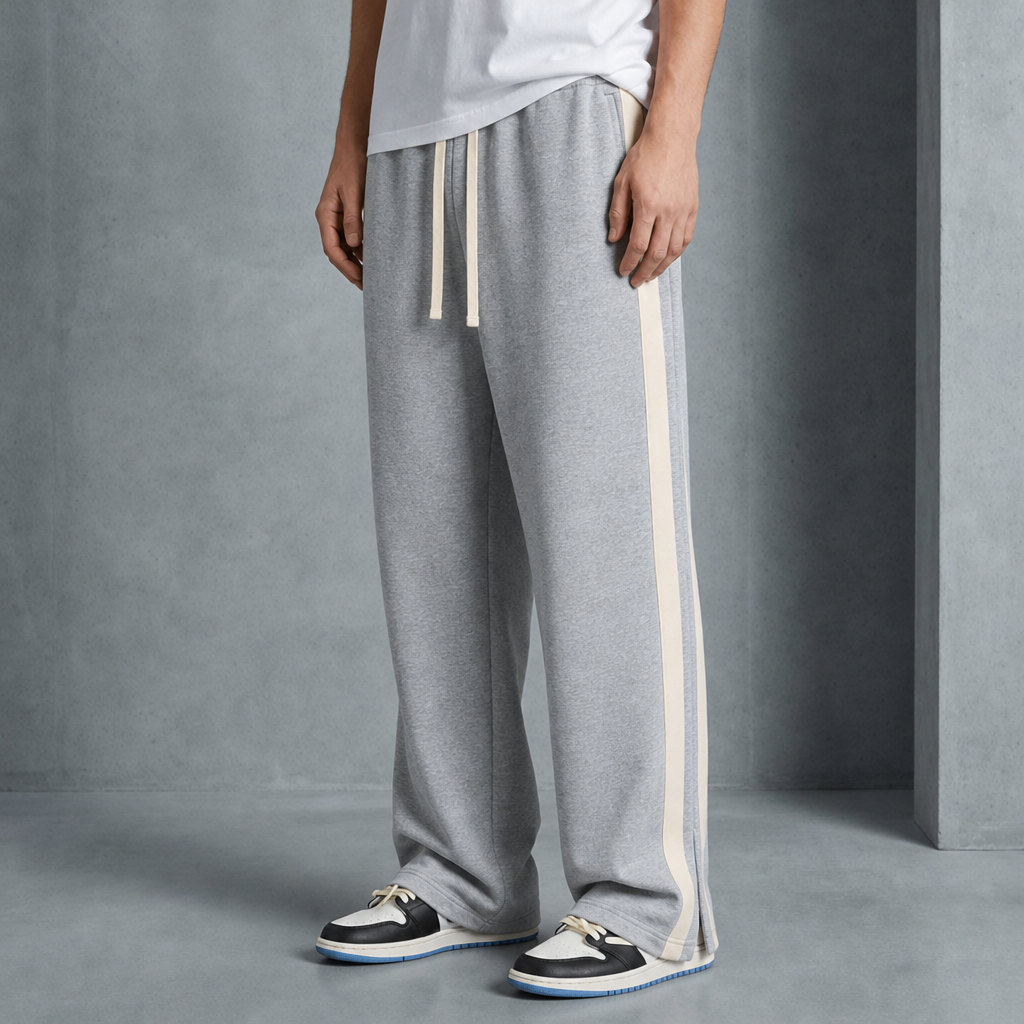Bolzano Striped Wide Leg Sweatpants in Gray