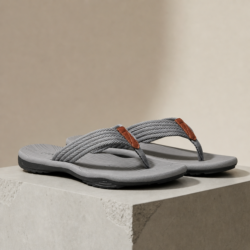 Volterra Braided Strap Flip Flops in Gray