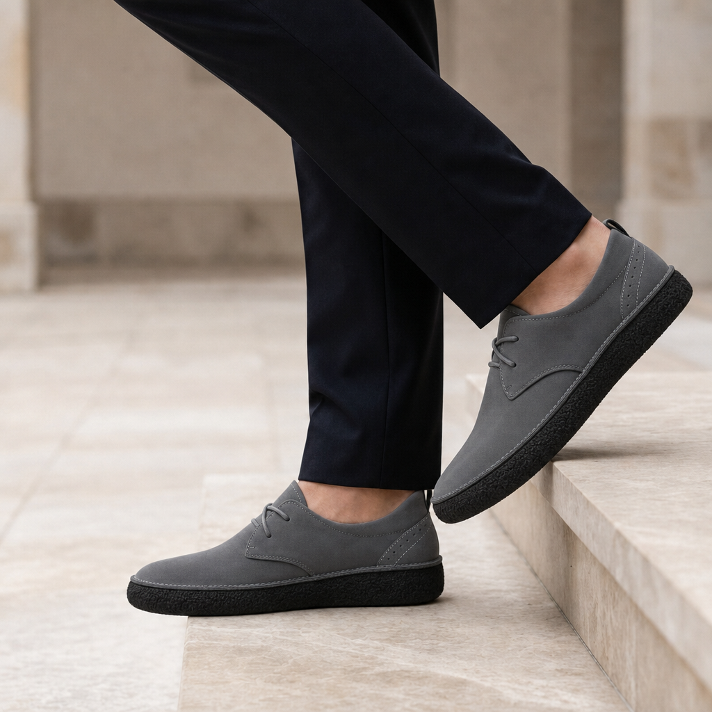 Malaga Suede Crepe Sole Oxfords in Gray