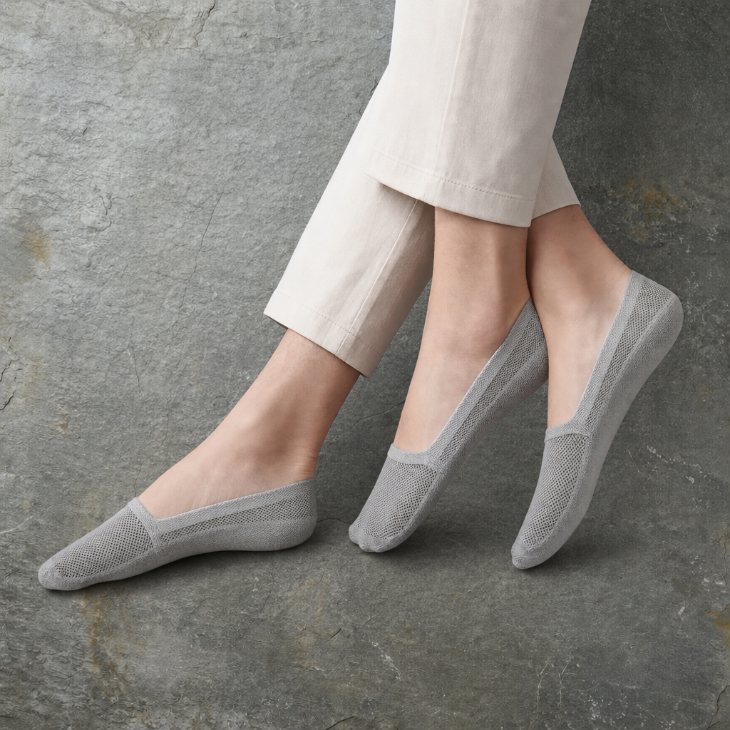 Sanremo Anti-Slip Mesh No-Show Socks in Gray